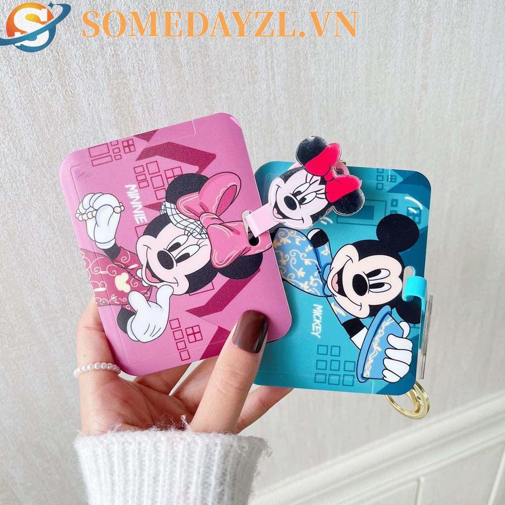 SOMEDAYZL Móc Khóa Đựng Thẻ Hình Chuột Mickey Minnie Hoạt Hình Đáng Yêu