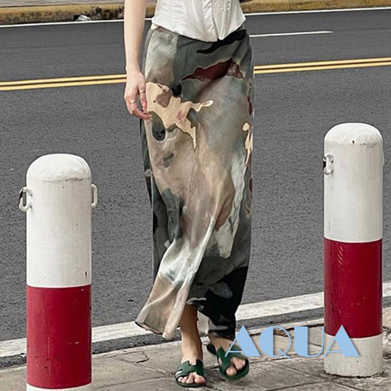 Chân Váy Midi In Họa Tiết Màu Nhuộm Phong Cách Cổ Điển Dành Cho Nữ