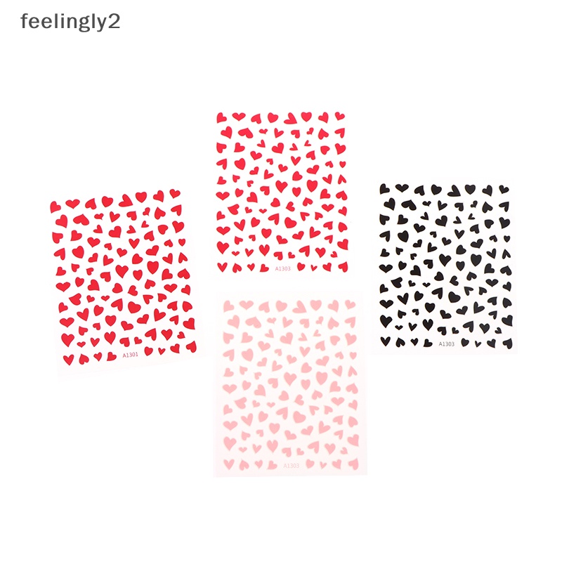 Miếng Dán Trang Trí Móng Tay Hình Trái Tim Màu Vàng Hồng Xinh Xắn