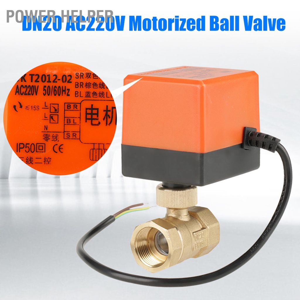 Power Helper AC 220V G3/4" DN20 Van bi truyền động cơ giới 2 chiều bằng đồng thau cho điều hòa không khí cmman12.vn