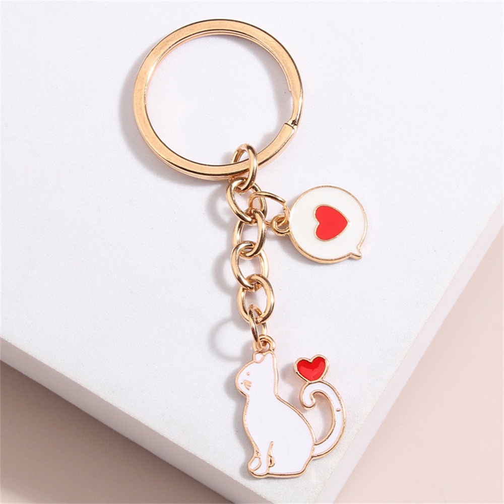 Móc Khóa Kim Loại Tráng Men Hình Mèo Dễ Thương Sáng Tạo