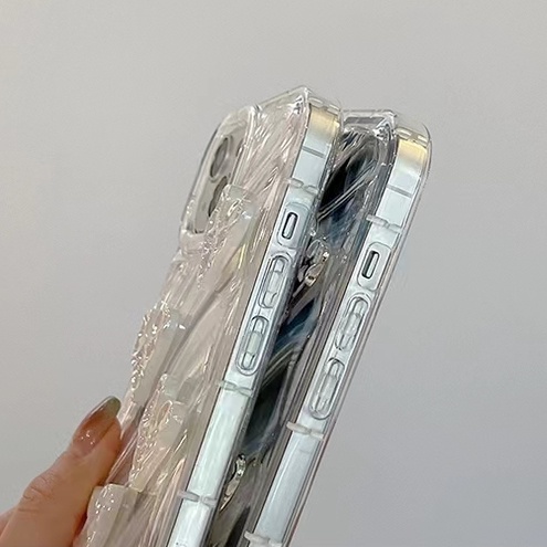 Ốp Điện Thoại Silicon Mềm Chống Sốc Hình Trái Tim 3D Màu Bạc Sang Trọng Cho iPhone 14 13 12 11 Pro Max