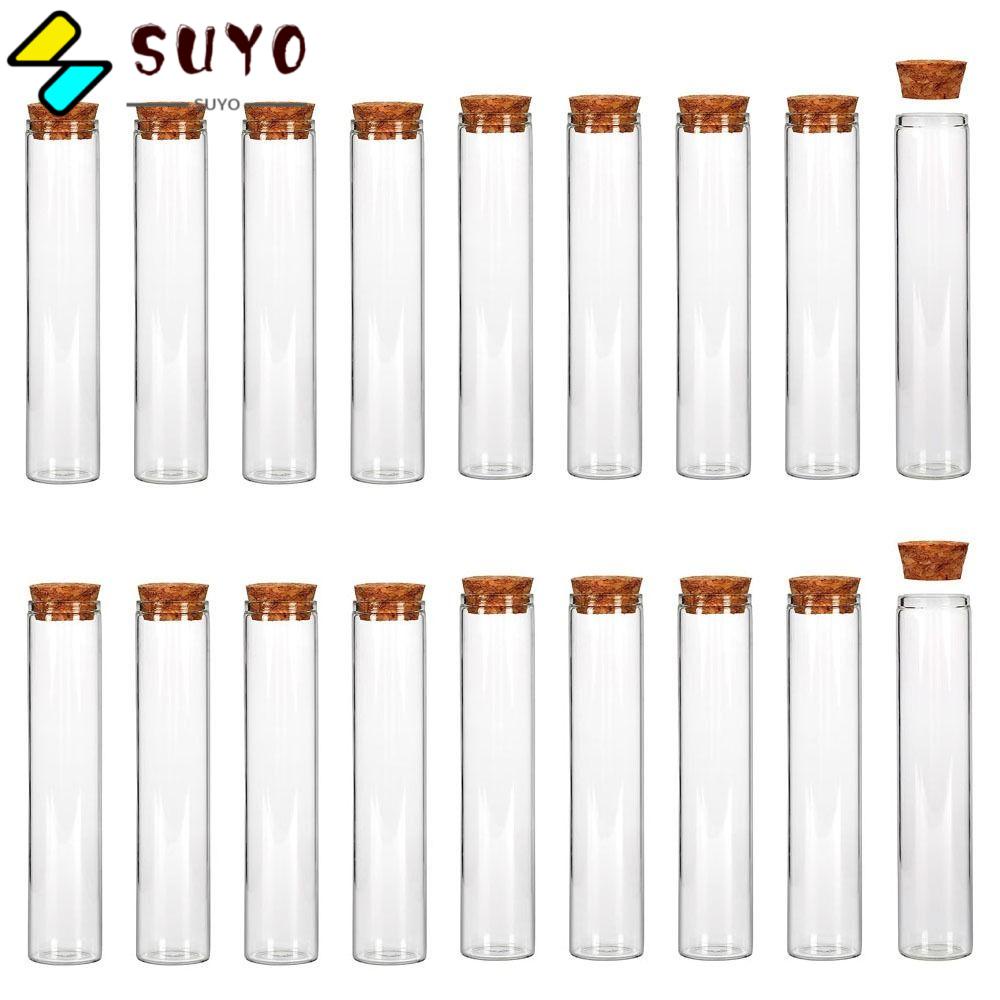 SUYO Set 18 Ống Nghiệm Khoa Học Bằng Thủy Tinh Trong Suốt 50ml Kèm Nút Bần Chặn