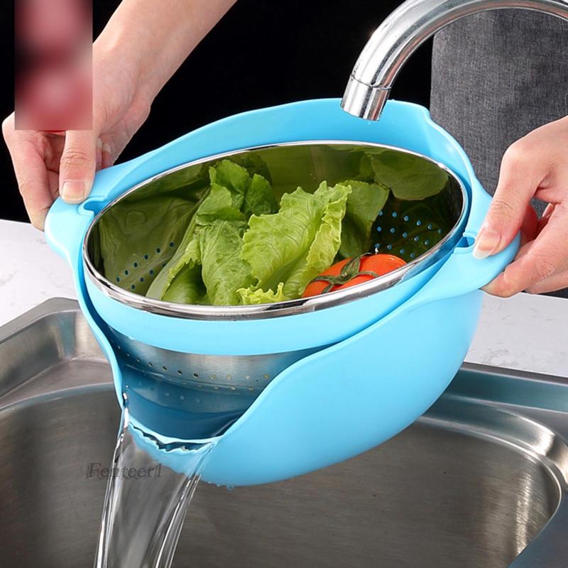 Rổ Rửa Rau Củ Quả Hai Lớp Ráo Nước Có Thể Tái Sử Dụng Cho Nhà Bếp