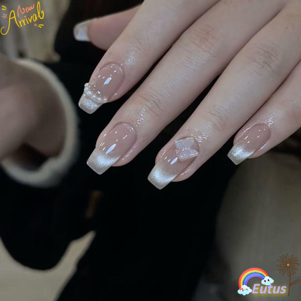 EUCA Bộ 24 Móng Tay Giả Đầu Vuông Có Thể Tháo Rời Phủ Toàn Diện