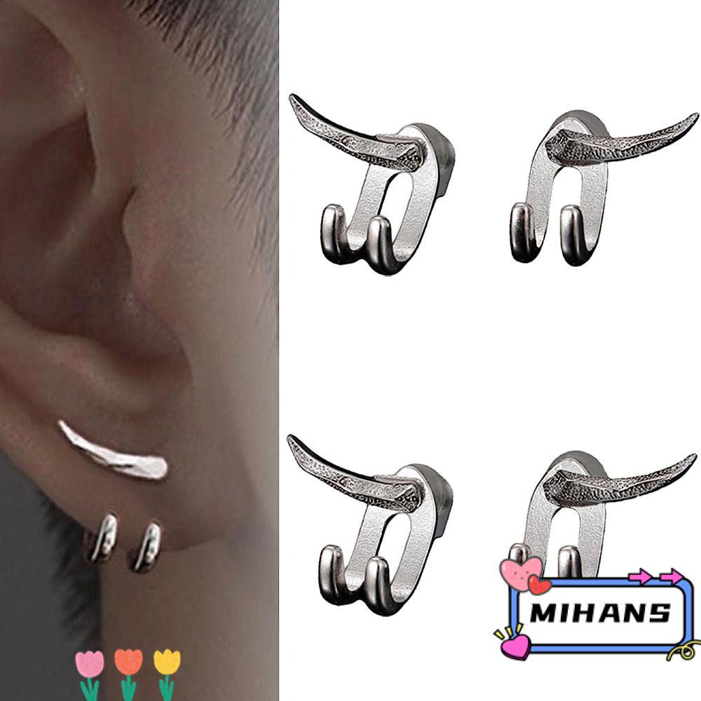 MIH Bông Tai Hai Đinh Tán Màu Đen / Bạc Phong Cách Punk Thời Trang Cho Nữ