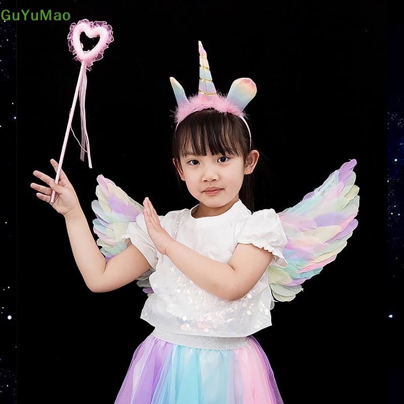 1 Bộ Băng Đô Và Cánh Thiên Thần Lông Vũ Nhiều Màu Hóa Trang Tiệc Giáng Sinh Cho Bé Gái PRTA