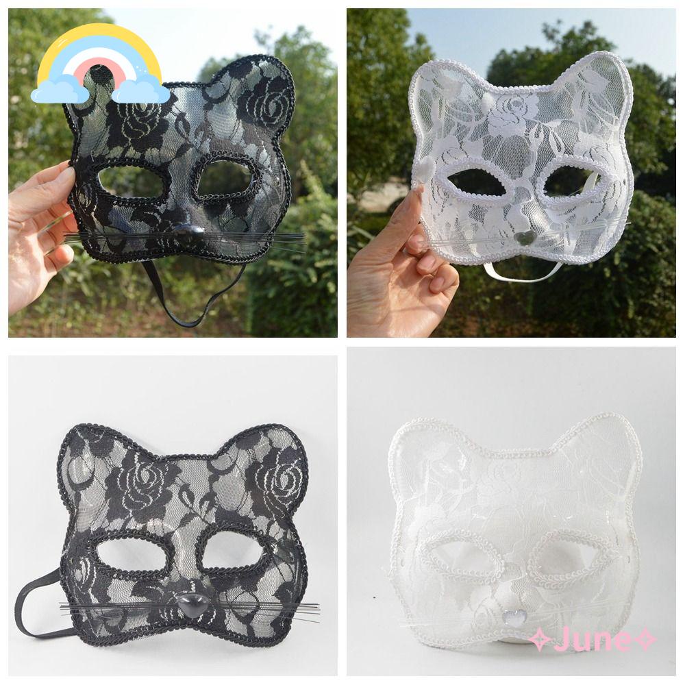 JUNE Vỏ Bọc Mặt Mèo Bằng Ren Hóa Trang Gợi Cảm Cho Nữ