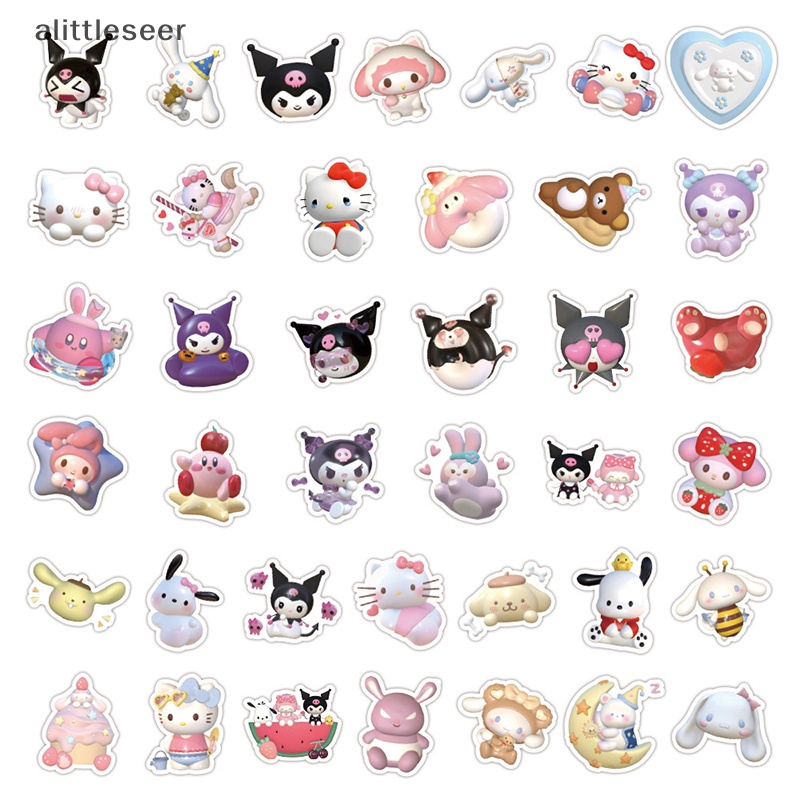 Bộ 60 / 120 Sticker Hoạt Hình 3D Chống Thấm Nước Xinh Xắn