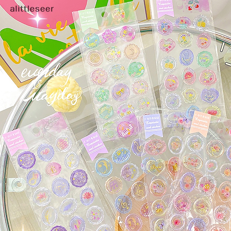 Set 18 Miếng Dán Niêm Phong DIY Trong Suốt Sáng Tạo Phong Cách Vintage