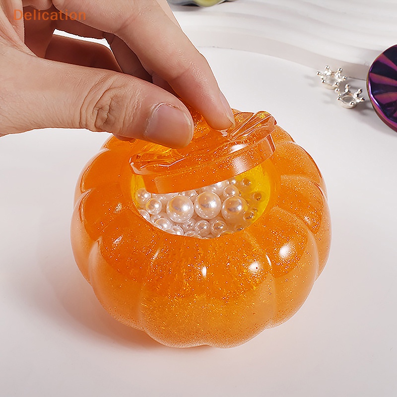 Khuôn Silicone Làm Hộp Đựng Trang Sức Hình Quả Bí Ngô Có Nắp DIY