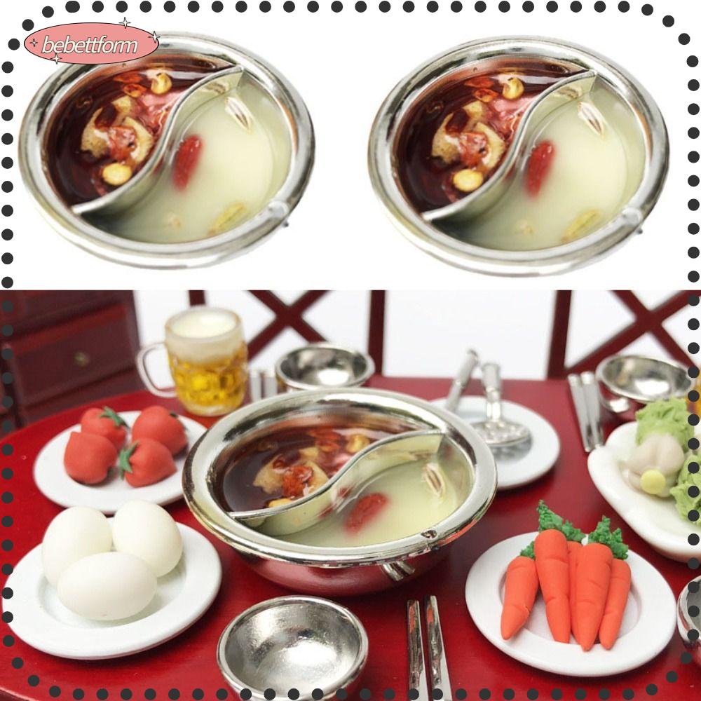 BEBETTERM Bộ 2 Mô Hình Nồi Nấu Ăn Mini Bằng Kim Loại