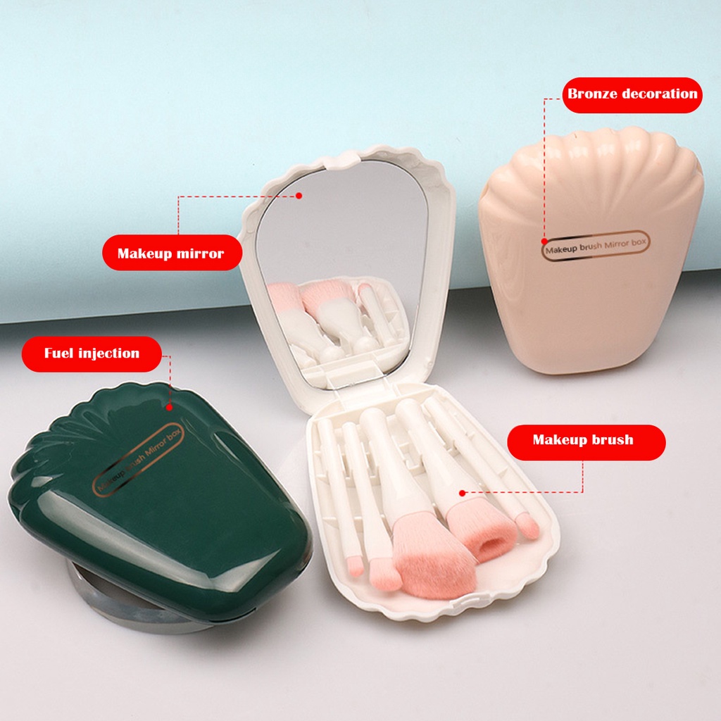 Bộ Cọ Trang Điểm 5 Trong 1 Tích Hợp Gương 5 Cọ Trang Điểm Đa Năng Tiện Lợi Du Lịch