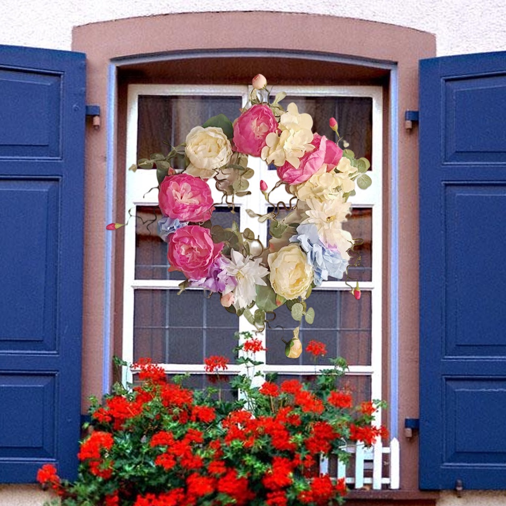 (Bất Ngờ) Vòng Hoa Mây Trang Trí Cửa Không Phai Màu Dễ Dàng Làm Việc Đạo Cụ Chụp Ảnh Phong Cách Đồng Quê