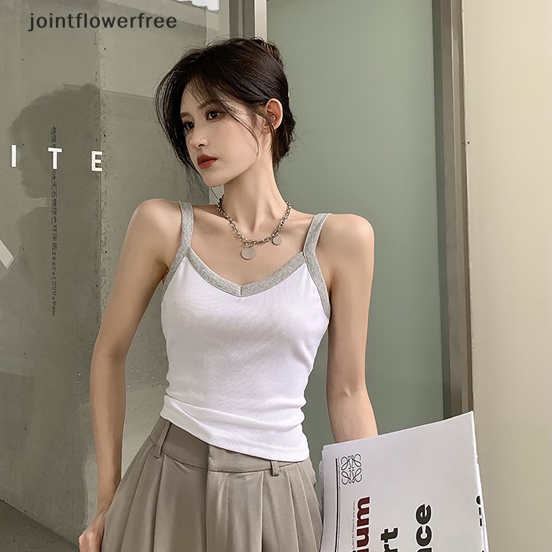 [FLVN] Hàng Mới Về] Áo Hai Dây Cổ Chữ V Ôm Dáng Màu Tương Phản Mùa Hè Quyến Rũ Cho Nữ