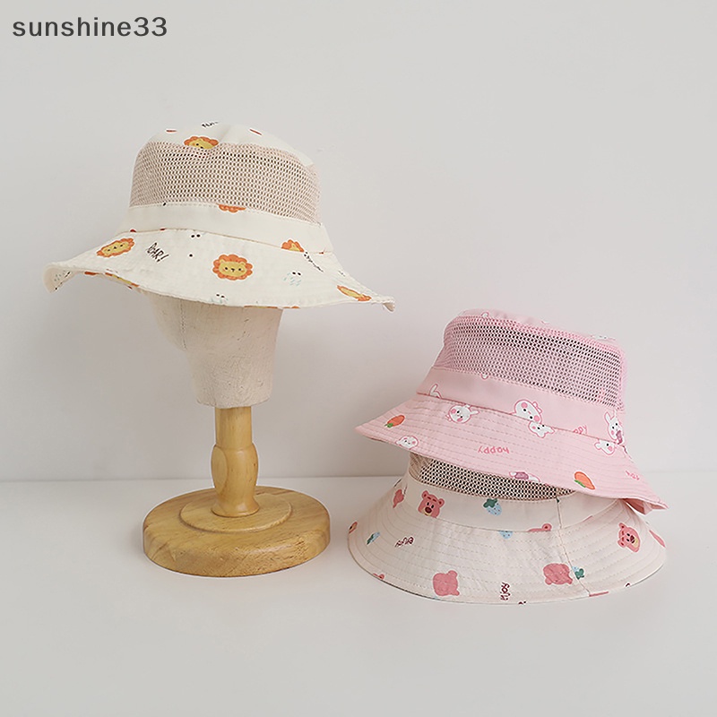 Nón Tai Bèo Phối Lưới Chống Tia UV In Họa Tiết Hoạt Hình Thời Trang Mùa Hè Cho Bé Trai Và Gái 3-8 Tuổi