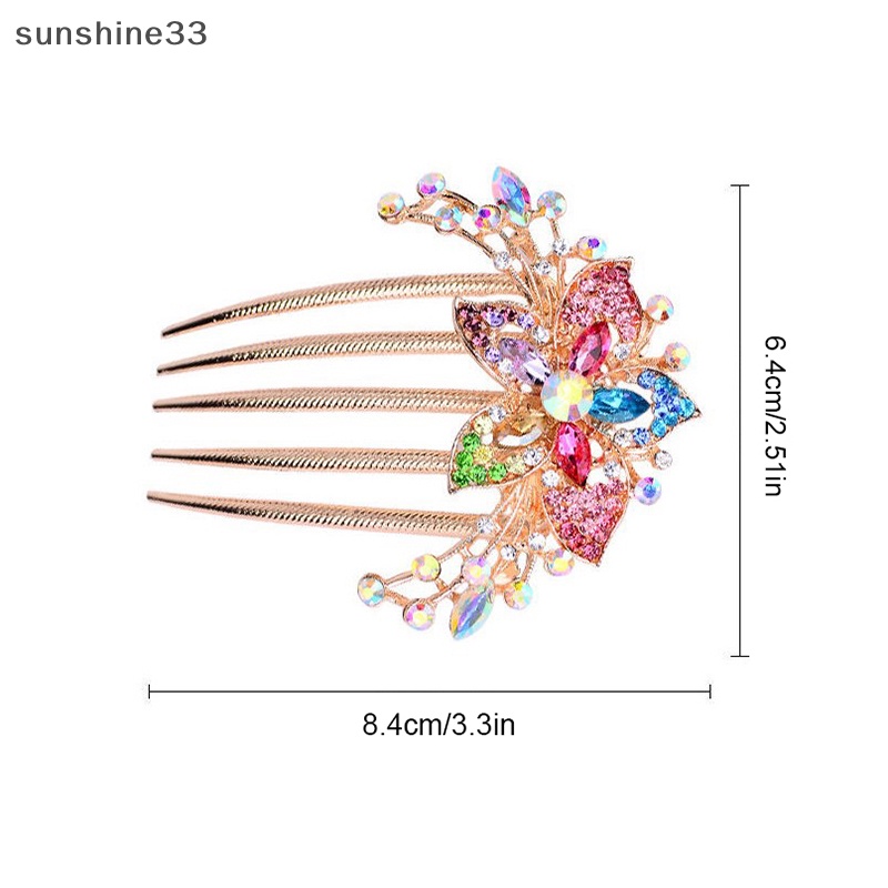 Lược Cài Tóc Hình Hoa Đính Đá Pha Lê Phong Cách Cổ Điển Thời Trang SU 2023