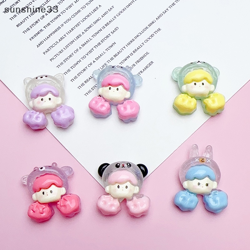Bộ 5 Kẹp Tóc Hình Cô Gái Ăn Bắp Rang Bơ Sanrio Mini Bằng Resin Phát Sáng DIY