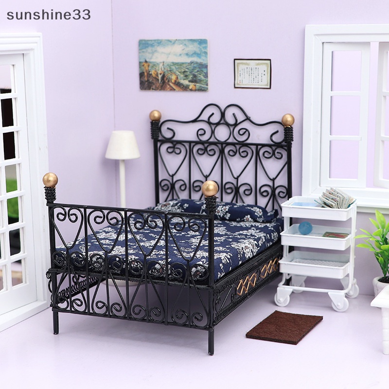 Giường Ngủ Đôi Mini Tỉ Lệ 1: 12 Trang Trí Nhà Búp Bê