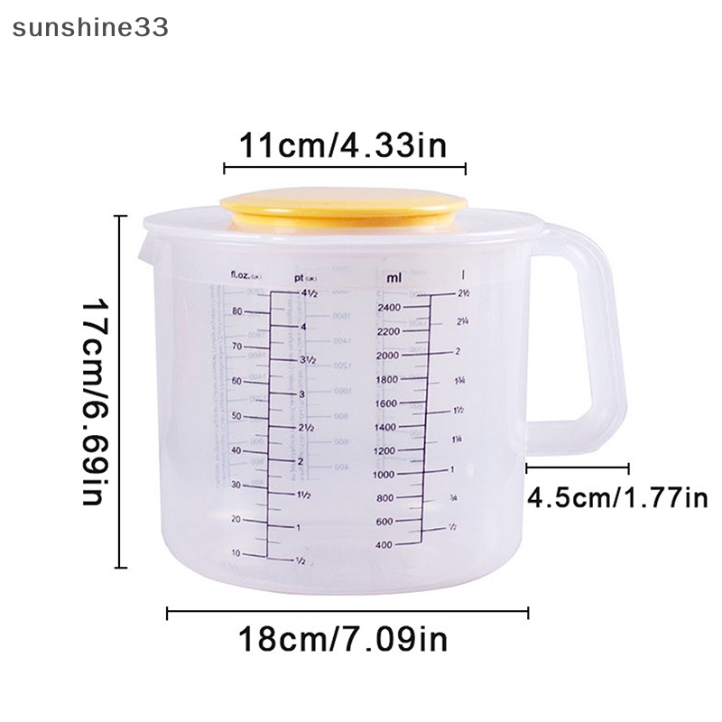 1 Cốc Đong Dung Tích 2.5L Bằng Nhựa Trong Suốt Có Nắp Đậy Dùng Trong Nhà Bếp