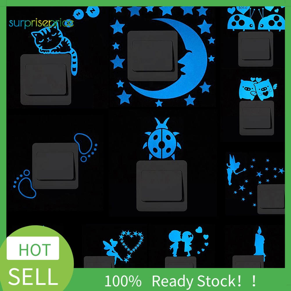 Miếng Dán Tường Trang Trí Hình Động Vật Hoạt Hình Phát Sáng Trong Đêm Tháo Được
