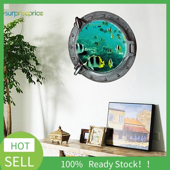 Giấy Dán Tường Hình Cửa Sổ Dưới Nước 3D Độc Đáo