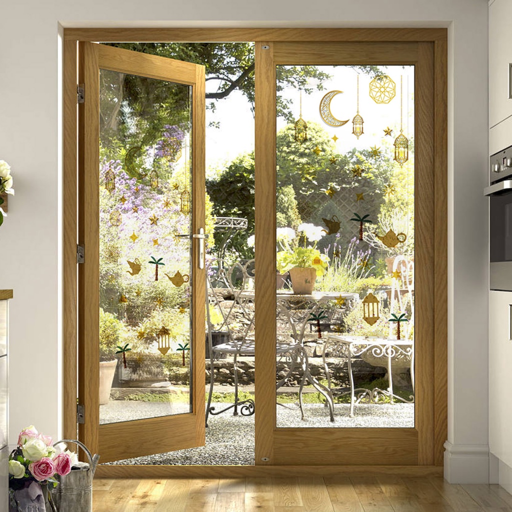 (Bất Ngờ) Set 2 Miếng Dán Tường Hình Mặt Trăng Ngôi Sao Tĩnh Điện Dễ Dán Không Thấm Nước Chống Rách Cho Phòng Ngủ