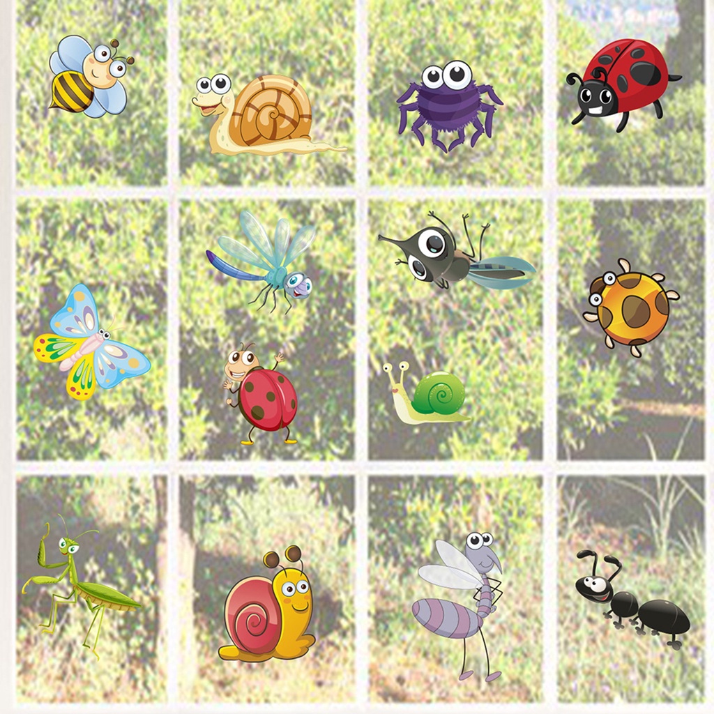 Bộ 2 Miếng Dán Cửa Sổ Bằng PVC Hai Mặt Chống Nước Hình Bọ Rùa Dễ Thương DIY