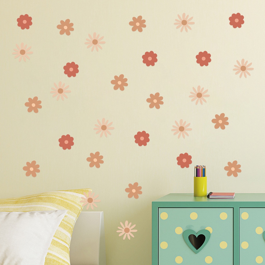 1 Set 36 Miếng Dán Tường Tự Dính Chống Nước Chống Rách &amp; Nước In Hoa Cho Phòng Khách