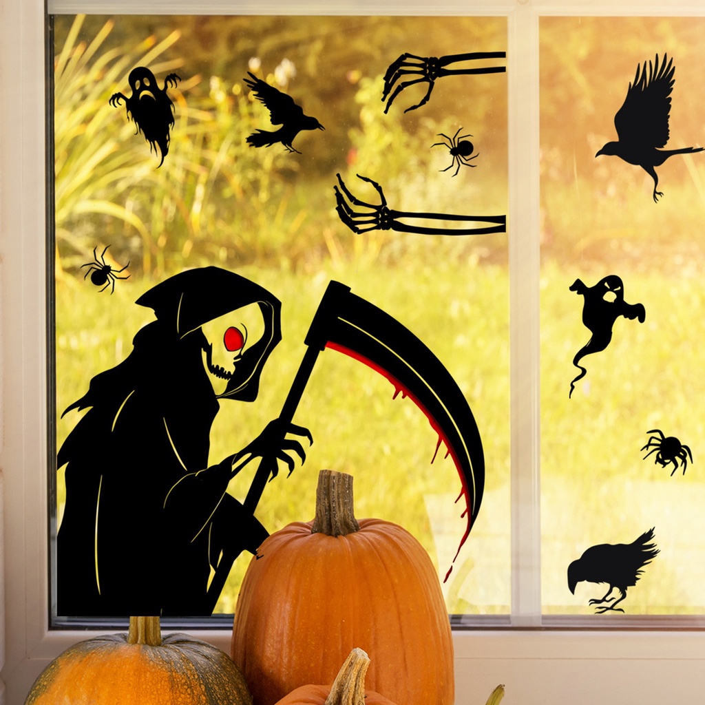 Miếng Dán Tường Hình Đầu Lâu / Ma Quái Trang Trí Nhà Cửa Dịp Halloween