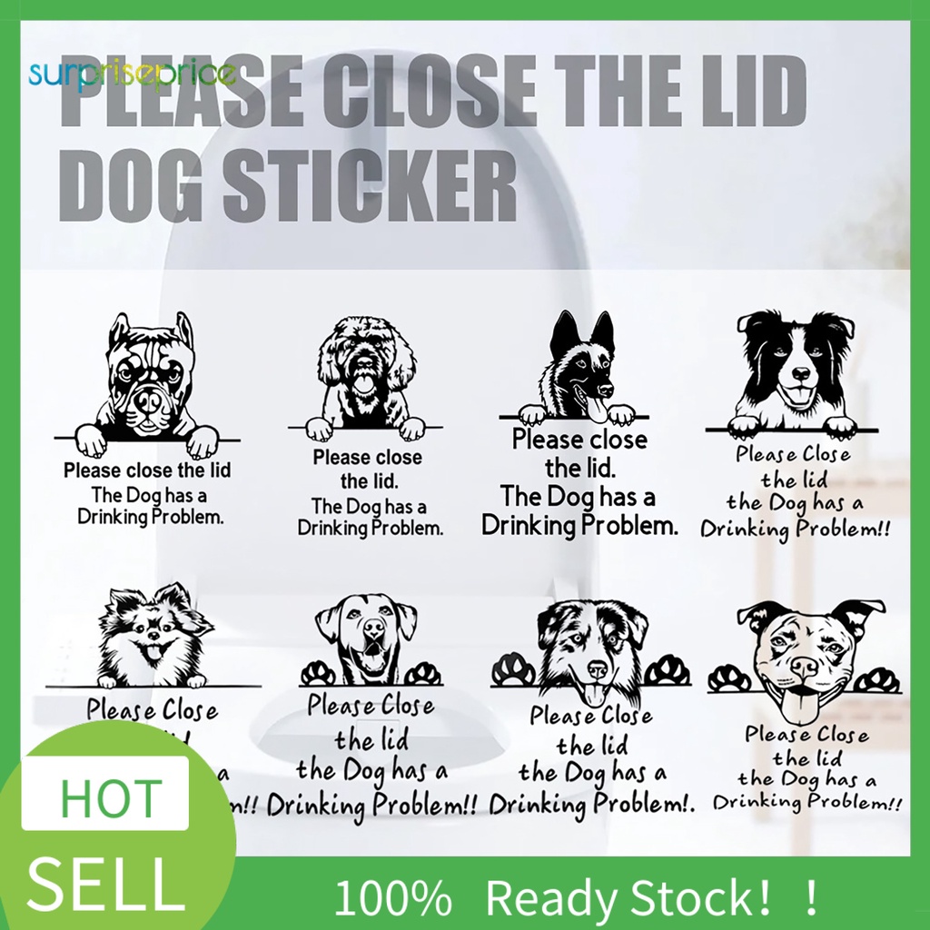 Miếng Dán Trang Trí Toilet Chống Thấm Nước Hình Chú Chó Dễ Tháo Rời Tiện Dụng