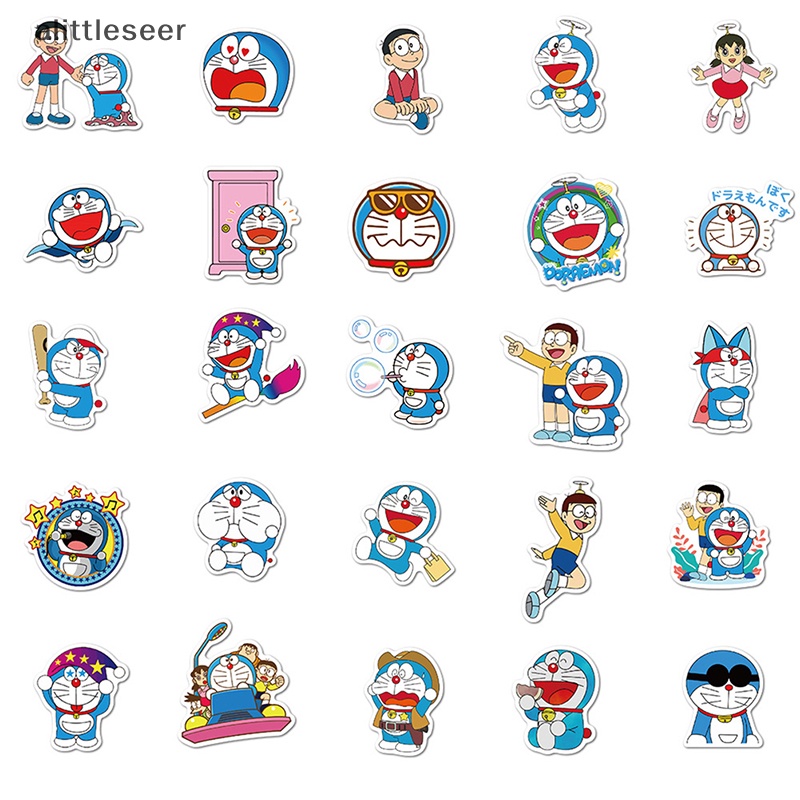Bộ 50 Miếng Dán Hình Doraemon Trang Trí Xe Hơi / Laptop / Vali / Ván Trượt / Xe Máy