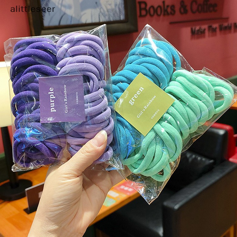 Set 50 Dây Cột Tóc Đuôi Ngựa Co Giãn Nhiều Màu Sắc Bằng Nylon Kích Thước 4CM 2CM Dành Cho Bạn Nữ