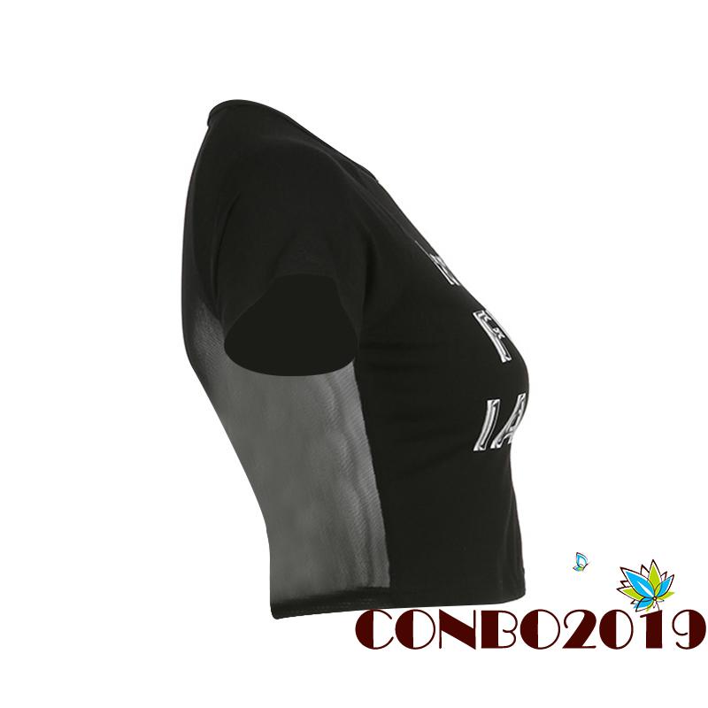 Áo Thun Crop Top Nữ Tay Ngắn In Chữ