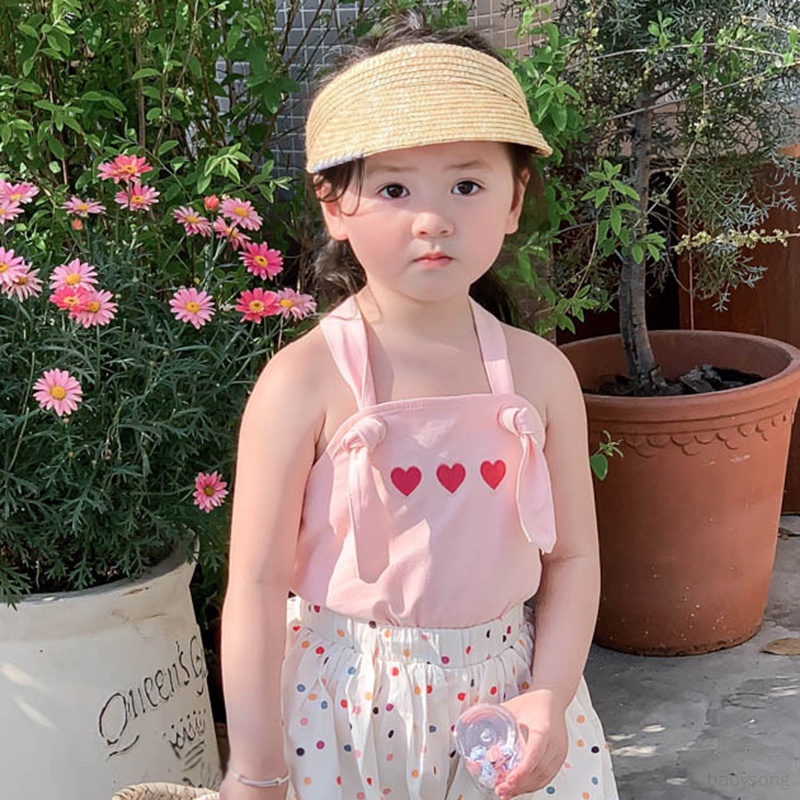 Set Áo Thun Không Tay Và Quần Short Thời Trang Hàn Quốc Cho Bé Gái