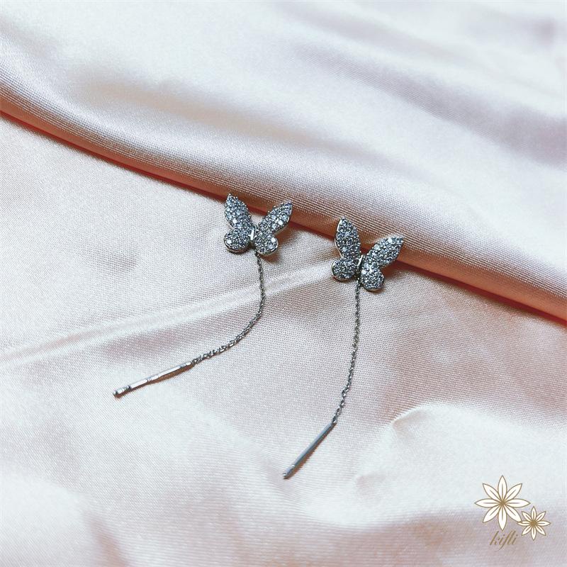 Khuyên Tai Hình Bướm Hàn Quốc Kiểu Tua Rua Mạ Bạc Thời Trang Mùa Hè Mới Dành Cho Nữ 2023