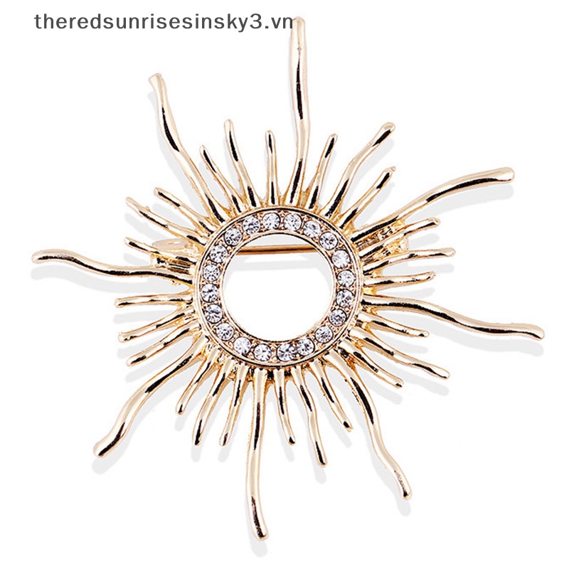 Ghim Cài Áo Hình Mặt Trời Đính Đá Pha Lê Thời Trang Cho Nữ