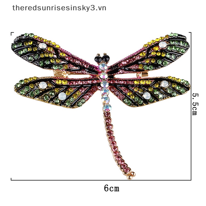 Ghim Cài Áo Hình Chuồn Chuồn Đính Pha Lê Phong Cách Vintage Thời Trang