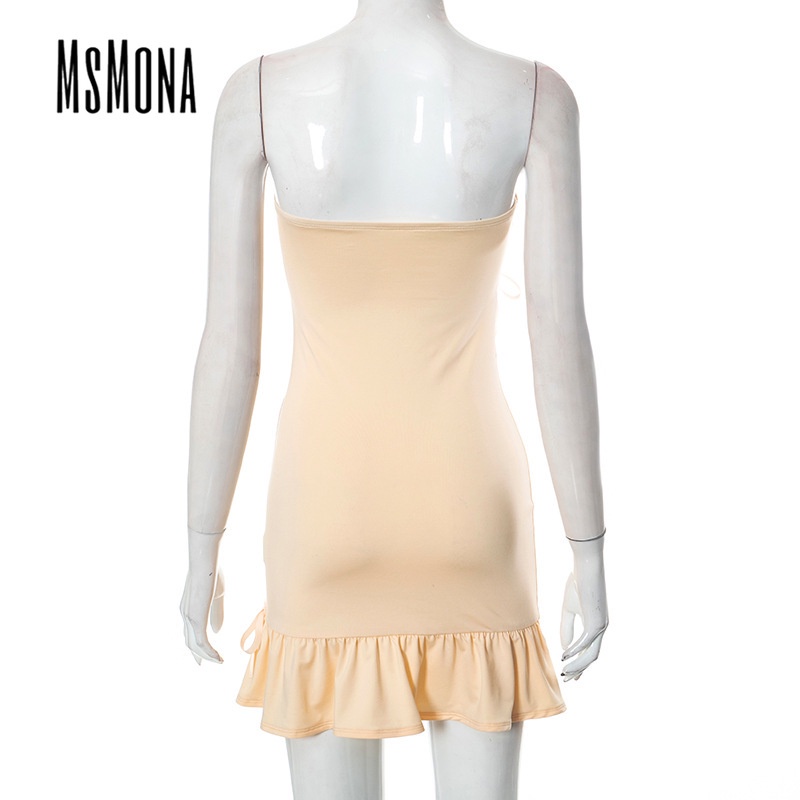 Đầm Mini Không Tay Hở Vai Màu Trơn Thời Trang 2023 Cho Nữ