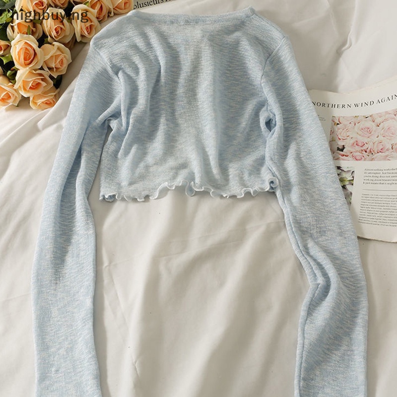 Áo Cardigan Mỏng Tay Dài Màu Trơn Cột Dây Thời Trang Mùa Hè Cho Nữ Mới