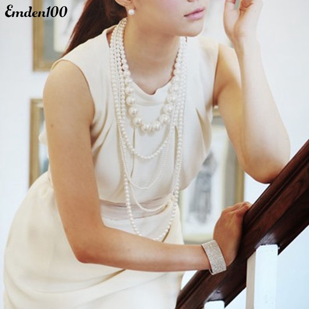 Vòng cổ Nhiều Lớp Đính Ngọc Trai Nhân Tạo Thời Trang