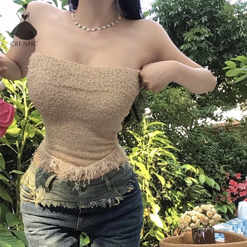 Áo Dệt Kim Không Tay Phối Tua Rua Thời Trang Mùa Hè Cho Nữ