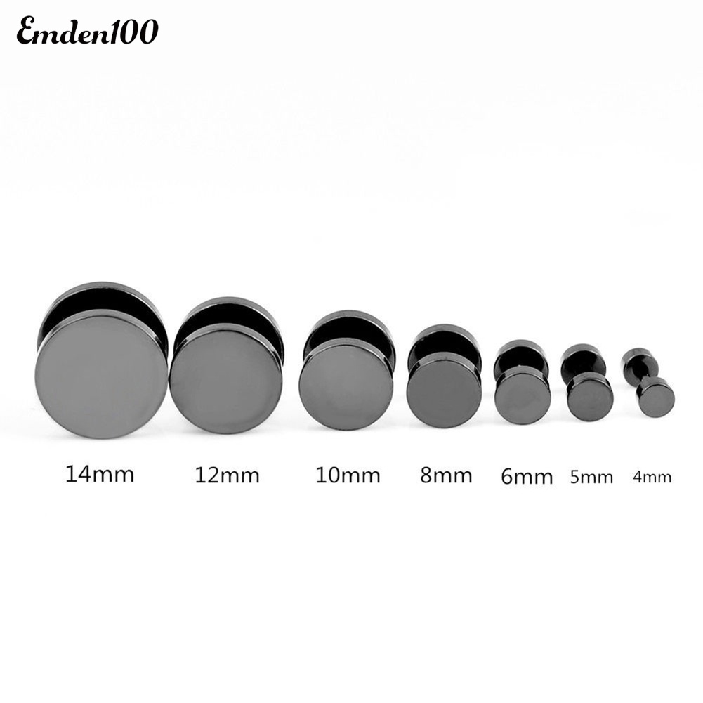 Khuyên Tai Tròn Bằng Thép Không Gỉ Màu Đen Cá Tính 3mm-14mm
