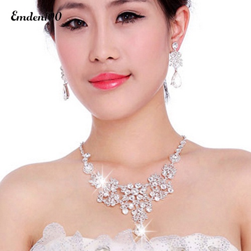 Bộ Vòng cổ + Bông Tai Đính Đá Sang Trọng Cho Nữ