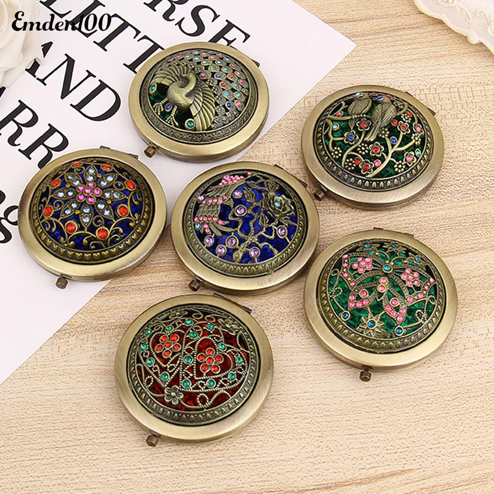 Gương Trang Điểm Hai Mặt Mini Dạng Gập Phong Cách Vintage