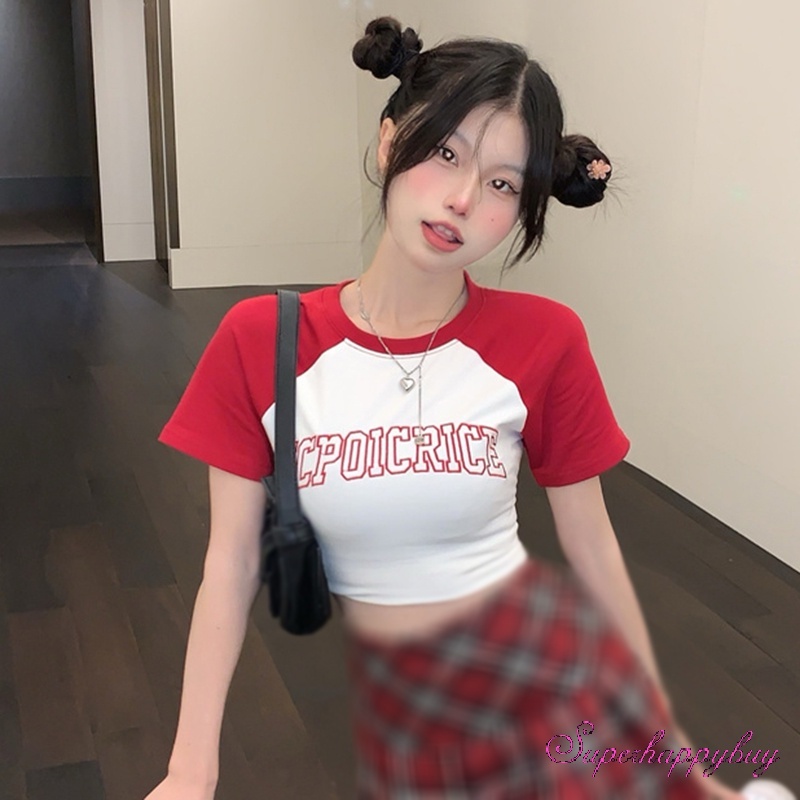 Áo Thun Raglan Cổ Tròn Tay Dài Thời Trang Cho Nữ