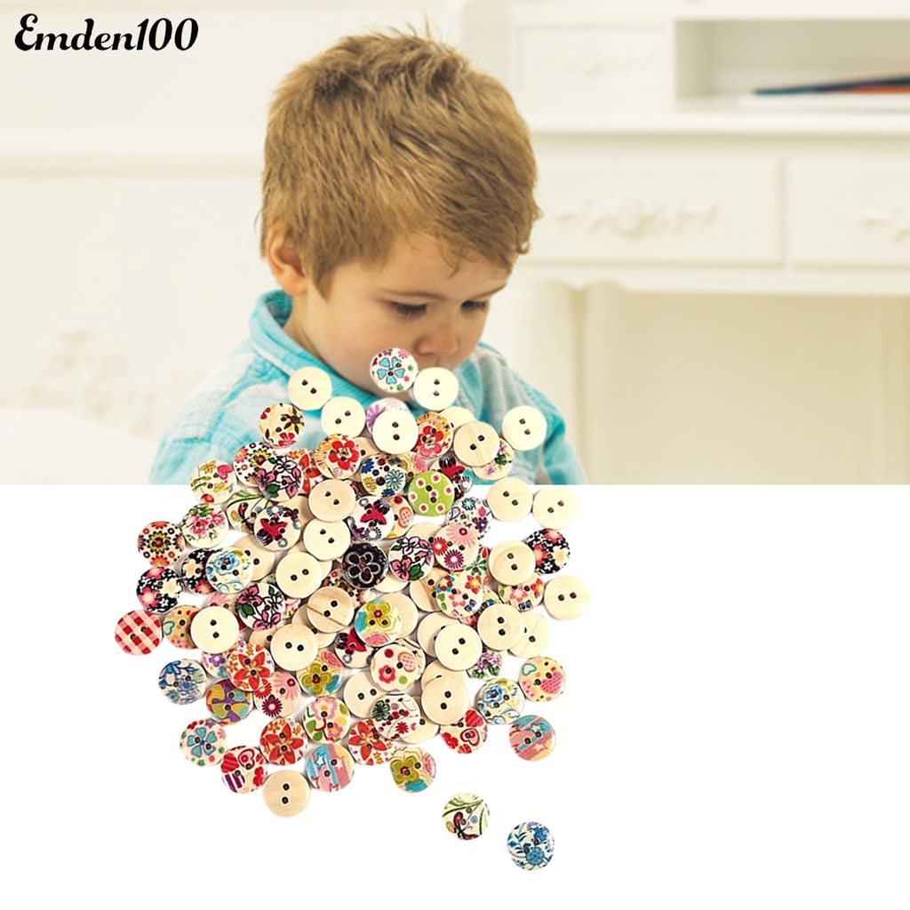 Bộ 100 Nút Tròn 2 Lỗ Nhiều Màu Sắc