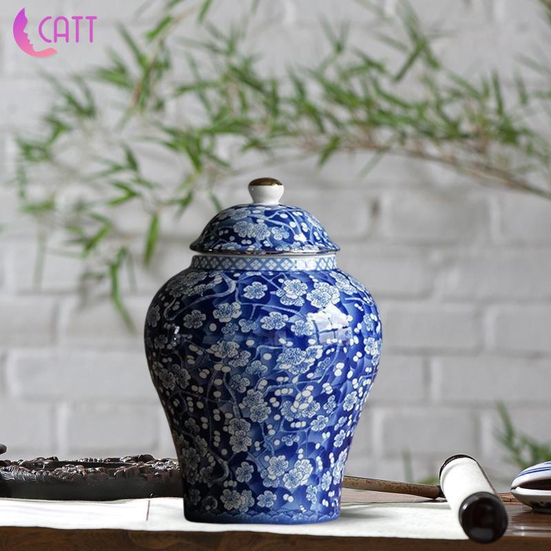 Lọ Gốm Sứ Tráng Men Vẽ Tay Phong Cách Trung Hoa Cổ Điển