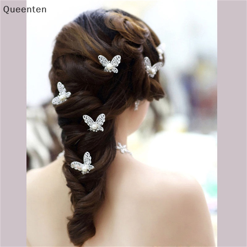 Trâm Cài Tóc Chữ U Hình Bướm Màu Vàng / Bạc Cho Cô Dâu