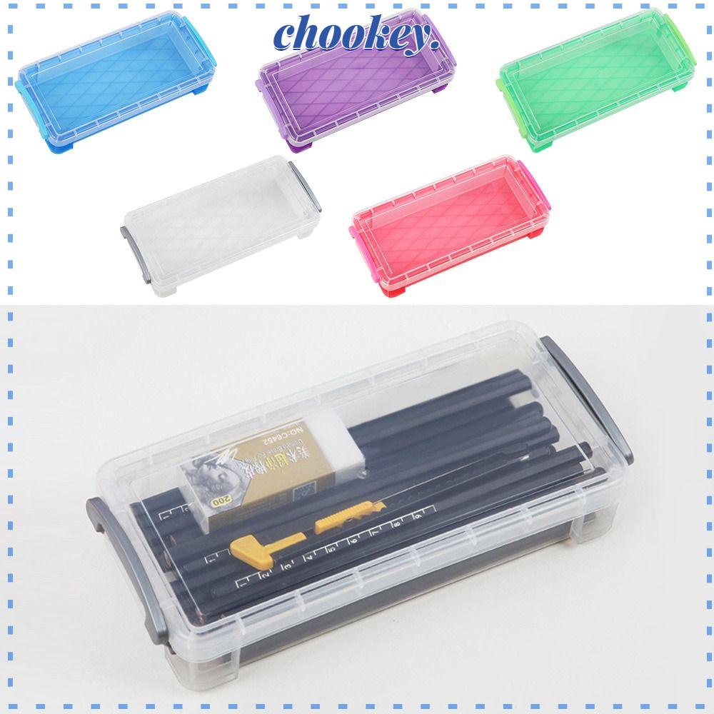 CHOOKEY Hộp Bút Trong Suốt Cỡ Lớn Để Bàn Tiện Dụng